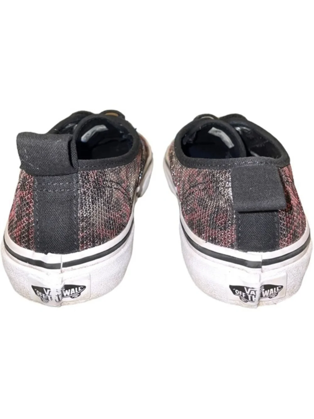 Vans Girls Size 3 Sneakers Old Skool Slip On Leopard Mesh Black Shimmer Elastic